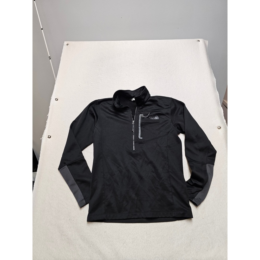 The North Face Mens Black Quarter Zip Fleece Pullover Jacket Small Chest Pocket